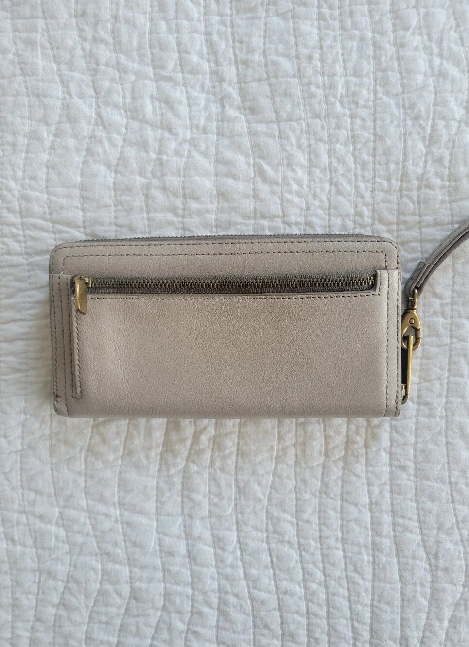 NWT Fossil Women's Logan RFID Zip-Around Wristlet Wallet in Stone - Picture 4 of 9